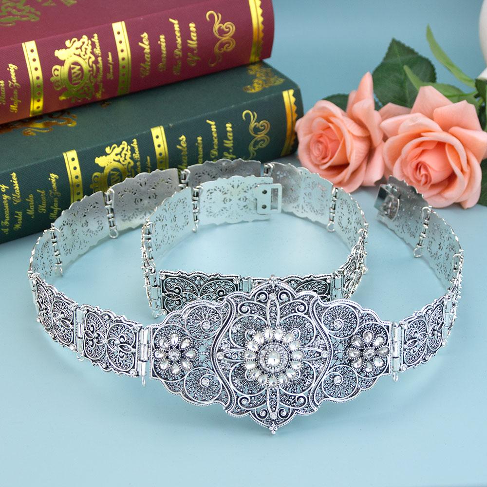 Caucasus Women Belt Matal Waist Chain Adjustable Length Bridal Dress Belt Body Jewelry