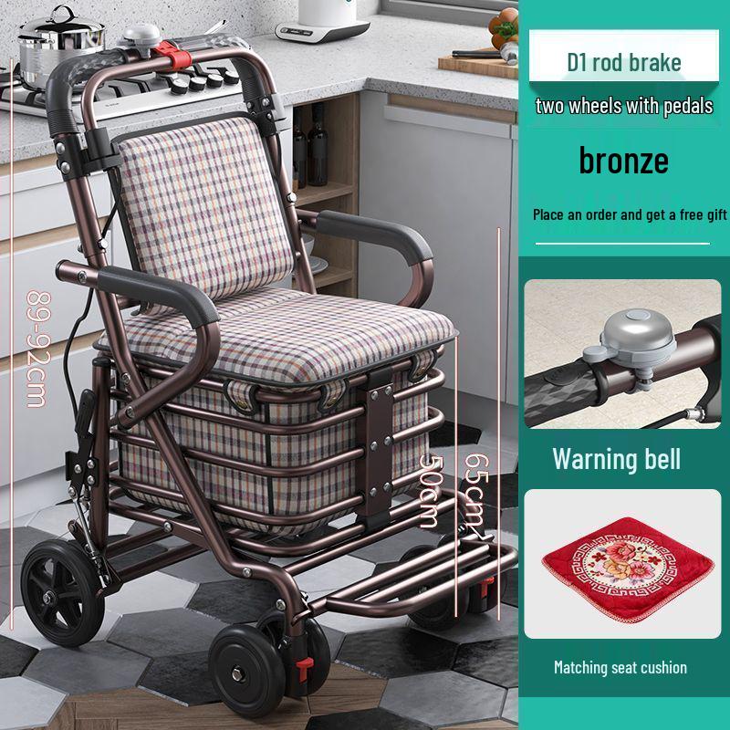 Leide Zhu Foldable Mobility Handcart: Sit & Push Shopping Trolley for Elderly