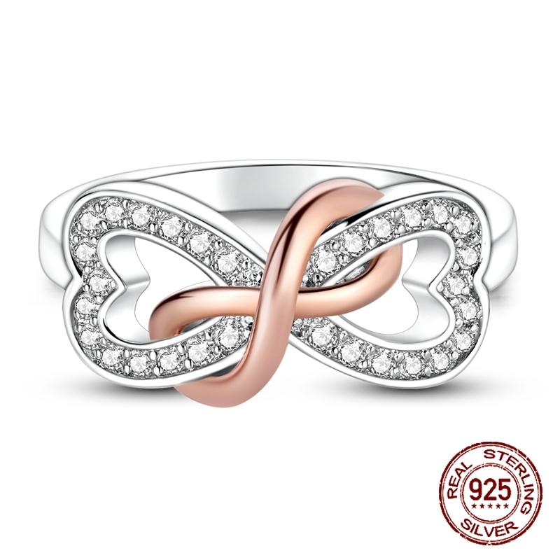 Original 925 Sterling Silver  Infinite Love Rings for Women Girls Jewelry Birthday Anniversary Gifts