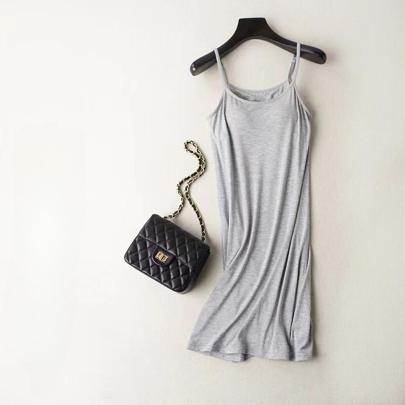 Modal Sleepwear With Chest Pad Women Nightgown Plus Size Sleeping Dress Pijamas Ladies Home Wear Sleeveless Summer
