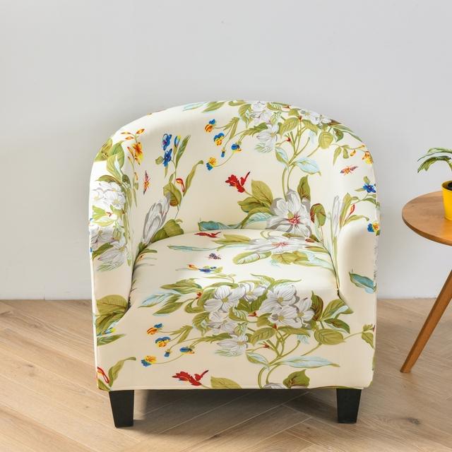 Club Chair Cover Stretch Tub Chair Slipcover Printed Sofa Cover Spandex Couch Covers For Living Room Bar Study