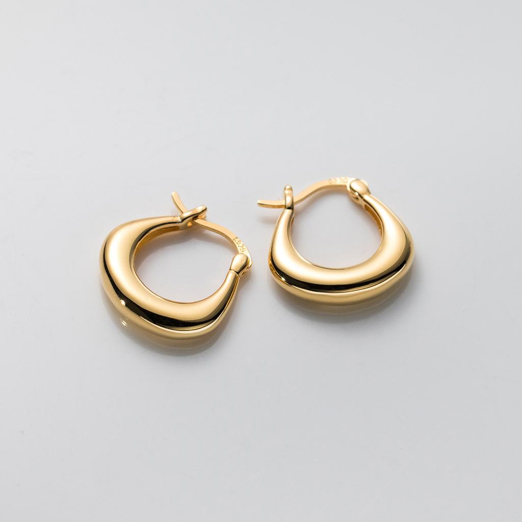 925 Silver Earrings Women 925 Sterling Silver U Shape Hoop Earrings Luxury Gold Plated Silver Earrings Jewelry Dropshipping