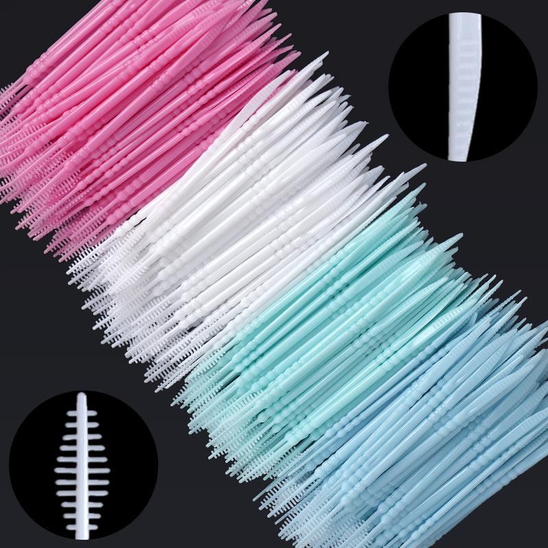 300Pcs Interdental Brush Double Head Teeth Cleaning Toothpick Oral Care Disposable Floss Household Dental Tools