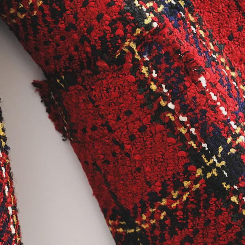 Dámské podzimní sako evropského a amerického střihu, slim fit, bavlněné, kostkované, s dlouhým rukávem