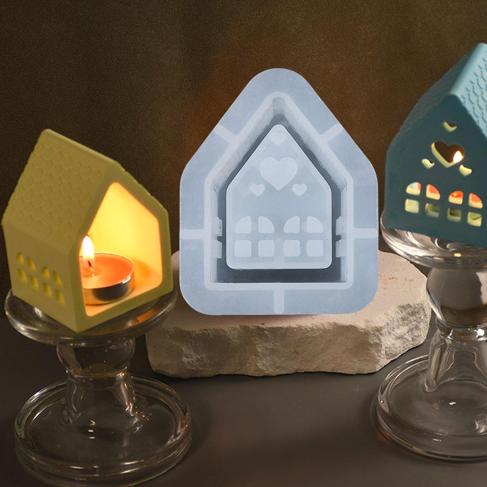 Silicone Mould Candle Holder 3D House Mould Casting Mold Tealight Holder Mold Silicone Mold Candle Holder Resin Mold