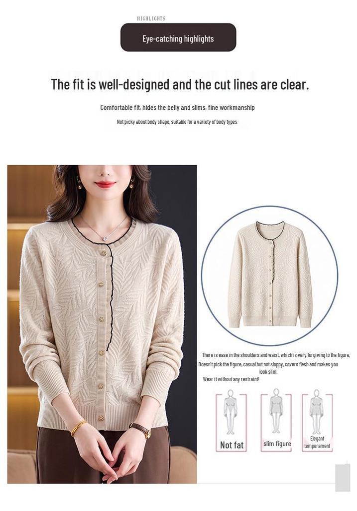 Chic Two-Piece Wool Sweater for Middle-Aged & Elderly Women, Versatile Autumn/Winter Top, Stylish Base Layer Mother's Wear.