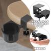 Desk-side drink holder, fits under a desk, controller, space-saving, table storage, cup holder, black