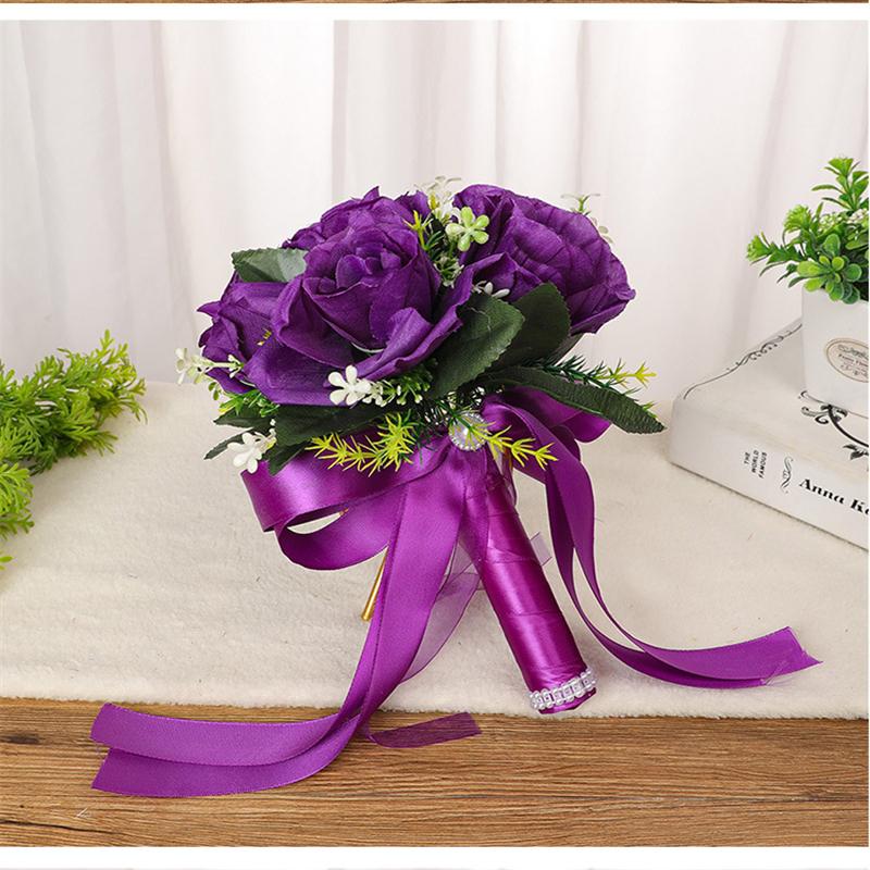 Bridal Flower Bouquet Wedding Supplies Artificial Silk Rose Peony Flower Wedding Bouquet Orchid Quality Bouquets