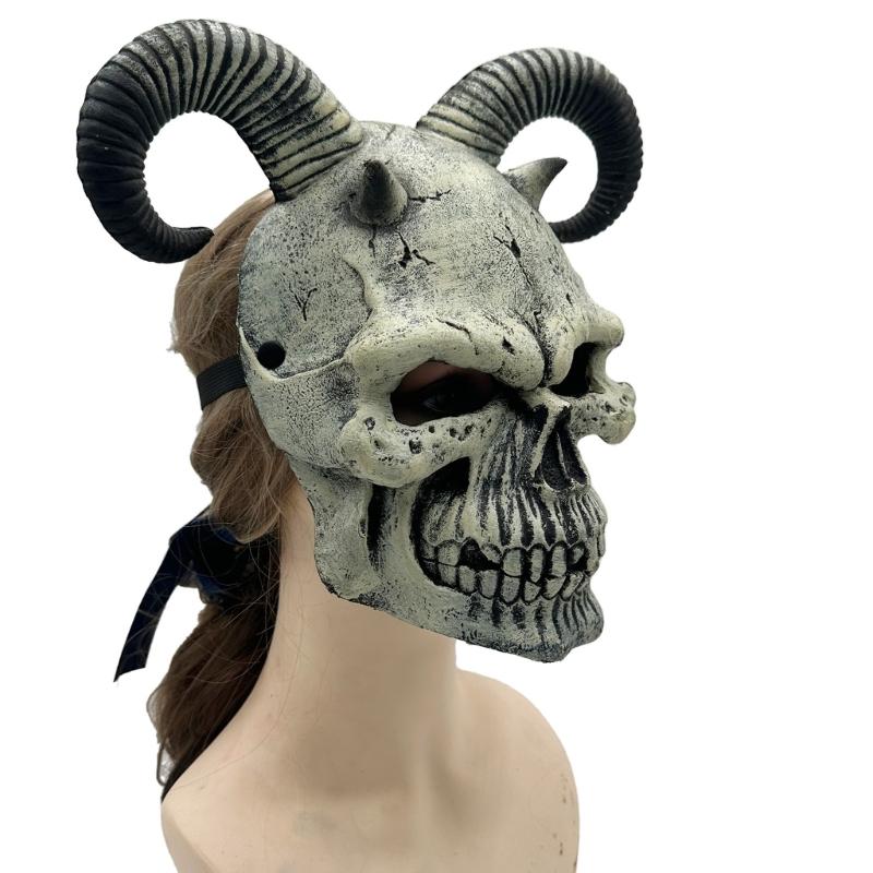 Halloweenové masky Démoni s rohy Maska ďábla Maska hororových monster Párty Cosplay maska pro maškarní plesy Dekorace strašidelného domu