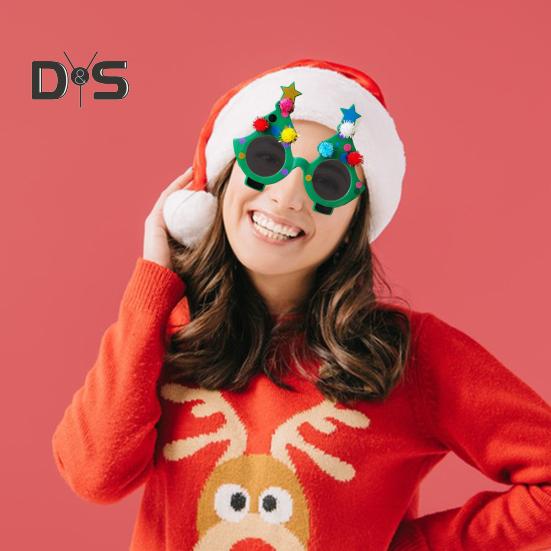 Weihnachtsbaum-Brille, künstlerische Clown-Brille, Weihnachtsfeier, Cosplay-Kostüm-Zubehör, Anzieh-Brille, Requisite