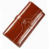 Pure leather three fold women's wallet, long buckle leather, cowhide, multi slot large capacity Korean version women's wallet, leather wallet