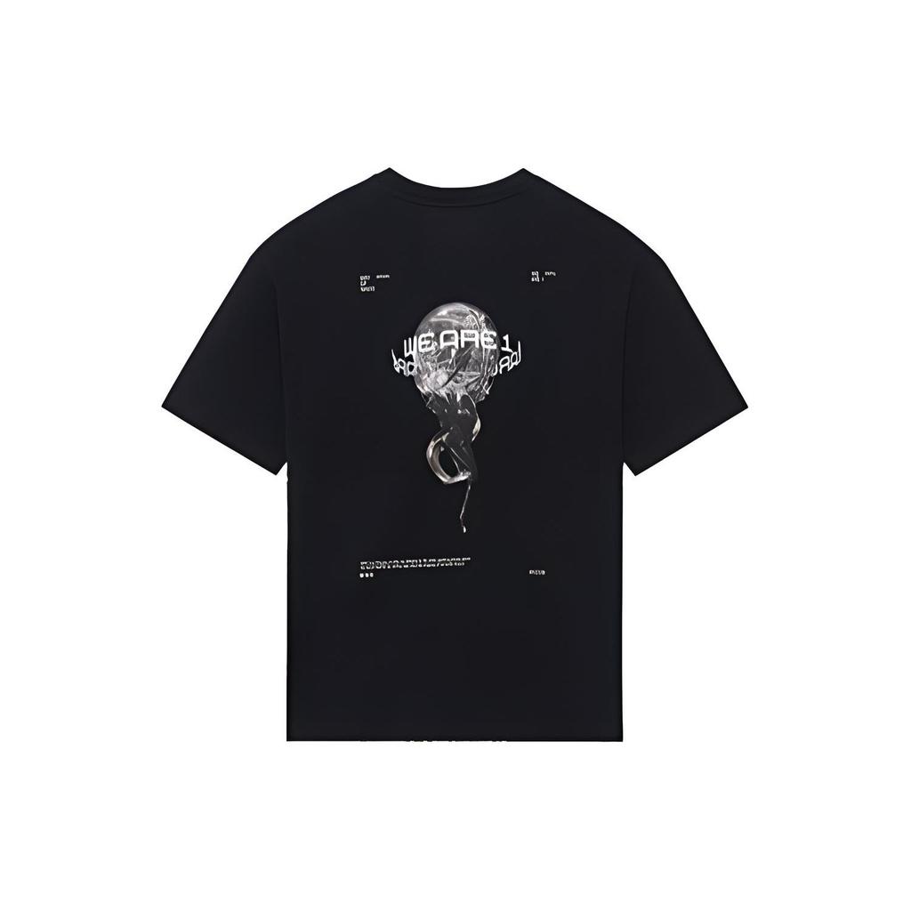 Li-Ning Wade Series Letter Logo Printed Round Neck Short Sleeve T-Shirt Unisex Tops Black AHSS641-1