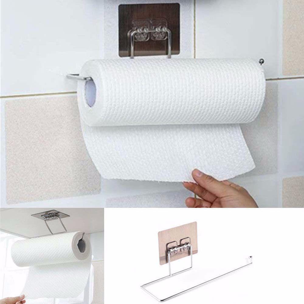 Self-Adhesive Bathroom Wall Mount Kitchen Accessories Tissue Holder Towel Hanger Paper Towel Rack