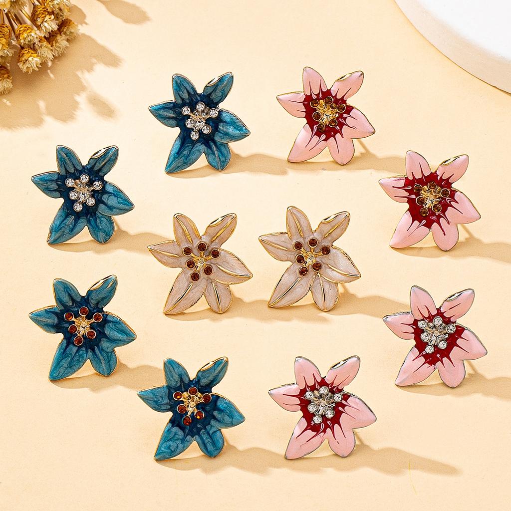 Women's Earrings, Colorful Flower Earrings with Enamel Craftsmanship, Suitable for Daily Wear and Vacation Wear
