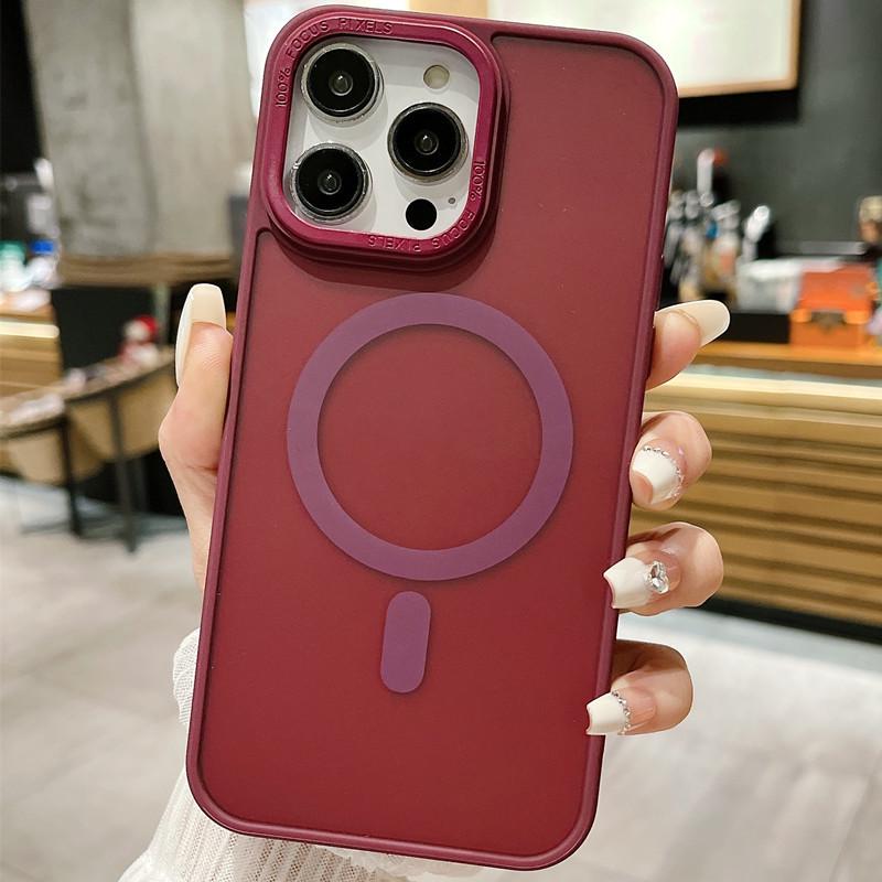 Magnetic Semi-Transparent Matte Phone Case for iPhone 16 Pro Max/15/14 Pro/13/12/11