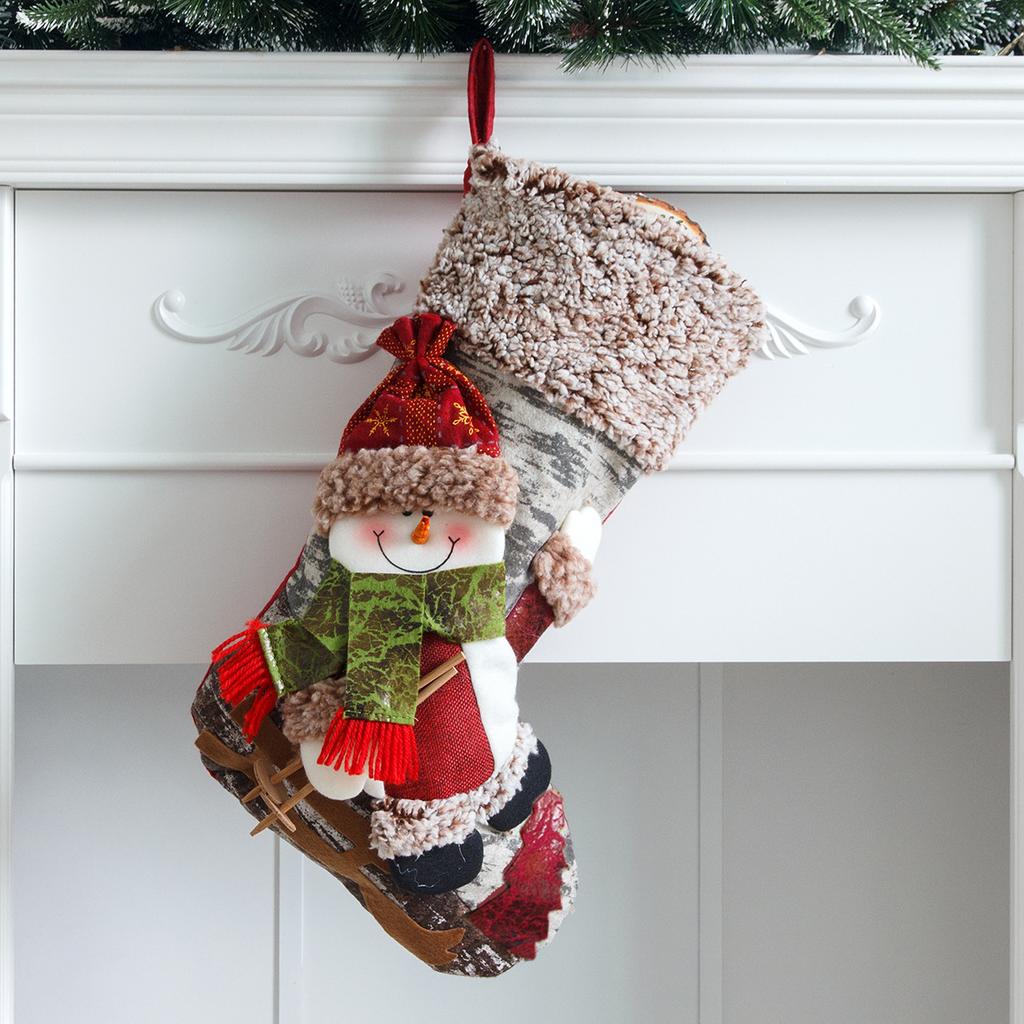 Christmas Stockings Large Xmas Gift Bags Fireplace Decoration Christmas Socks New Year Candy Holder Christmas Decor for Home