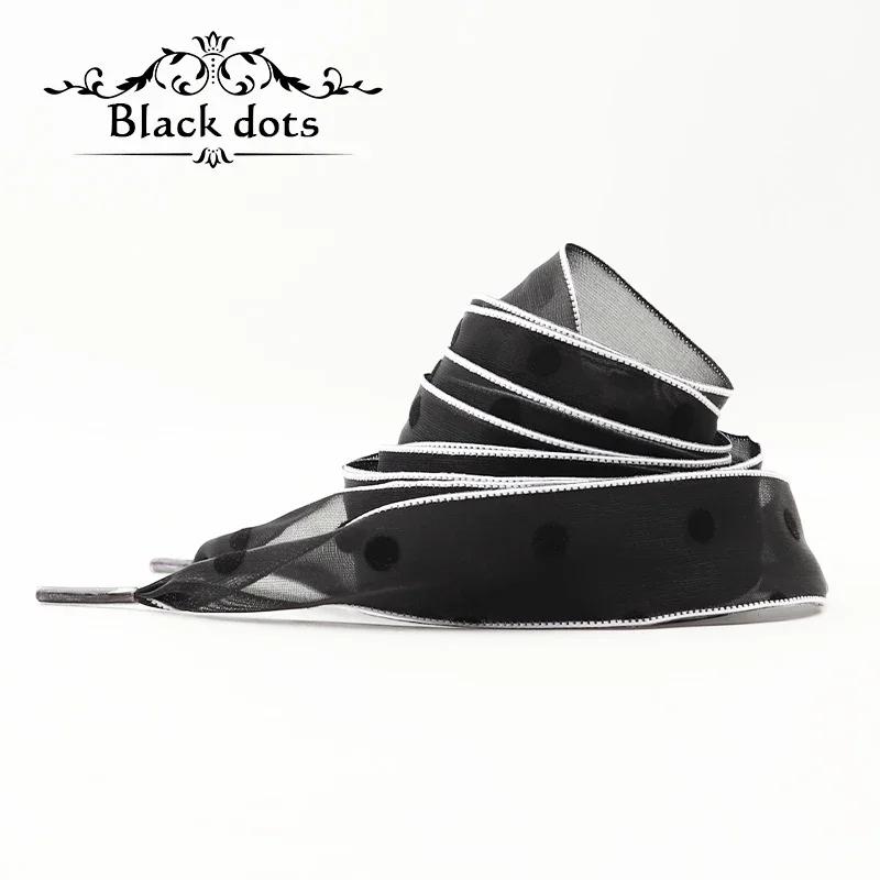 Love Flower Shoe Laces Polka Dot Ribbon Women Shoelaces for Sneakers Flat Sike Long Laces 80/100/120/140CM Shoe Accessories