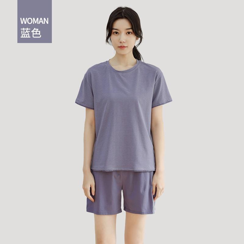 Couple Striped Short Sleeve Shorts Set Loungewear Casual Wear
