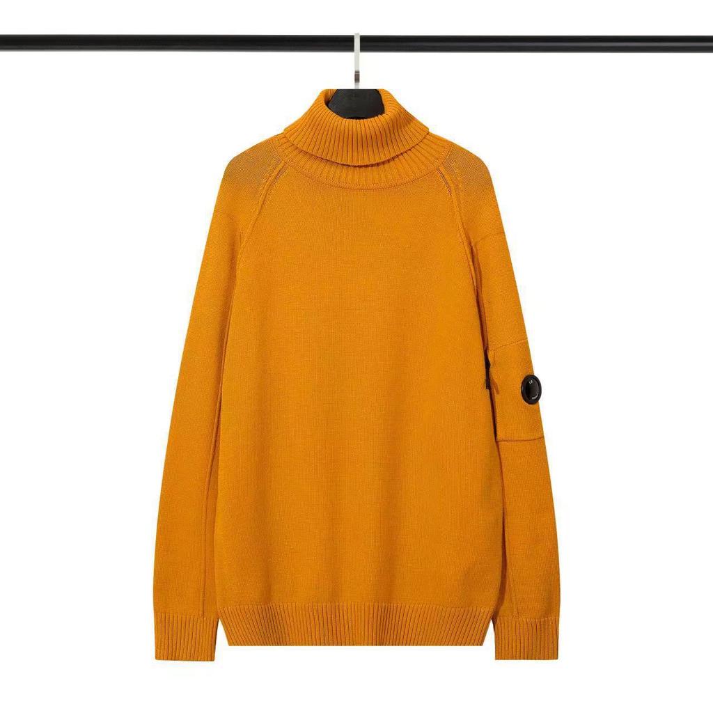 Europäische und Amerikanische C. P funktionelles Linsen-Abzeichen Strickpullover COMPANY Herbst und Winter CP vielseitig lässig einfarbig Rollkragenpullover