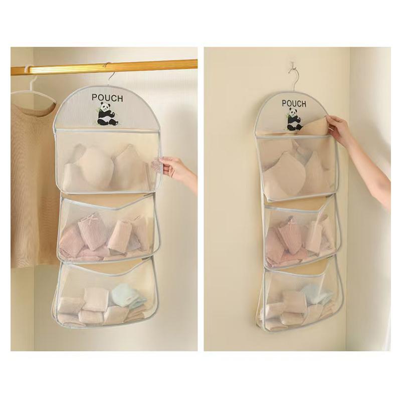 Multi-Layer Storage Mesh Bag Save Space Large Capacity Socks Storage Bags Wardrobe Hanging Multi-Function