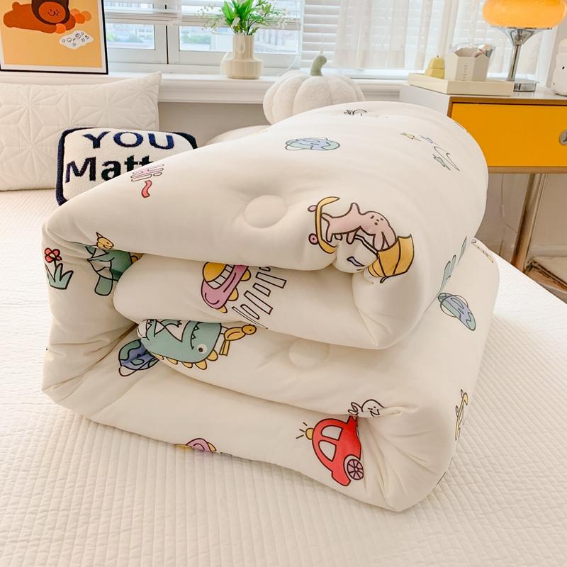 All-Season Cute Cartoon Print Comforter Adults Children Thick Warm Winter Quilts Single Double Size Soy Fiber Soft Quilt for Bed