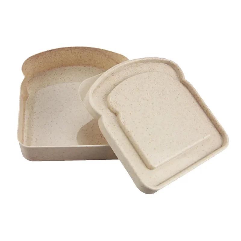 Toast Shaped Portable Lunch Box Sandwich Silicone Bento Box with Lid Student Office School Outdoor Lunch Box Food Container