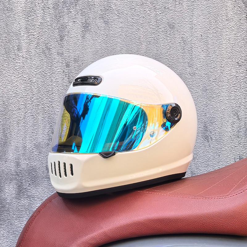 Motorcycle Retro Full Helmet Men's Winter Personality Cool Women's National Tide Race Cruise Retro Car Helmet Universal In All Seasons