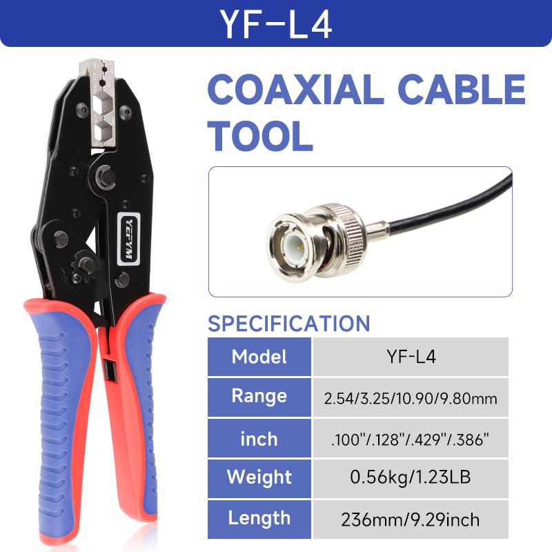 YF-L7 Hand-Powered Coaxial Ratchet Crimp Kit with 6 Replaceable Jaws Customizable Tool Sets for RG Cable RF Connectors