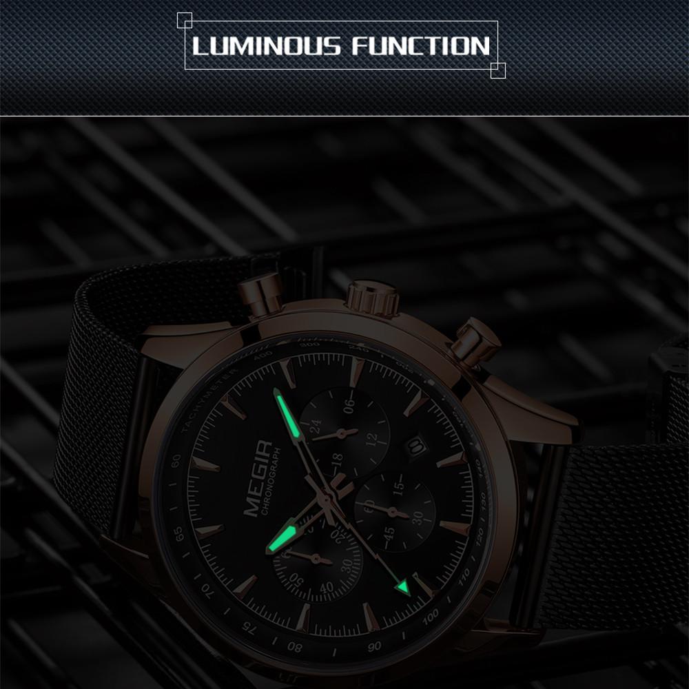MEGIR Luxury Business Watches for Men Waterproof Men's Casual Quartz Wristwatch Chronograph Date Clock 24-hour Relogio Masculino 2153