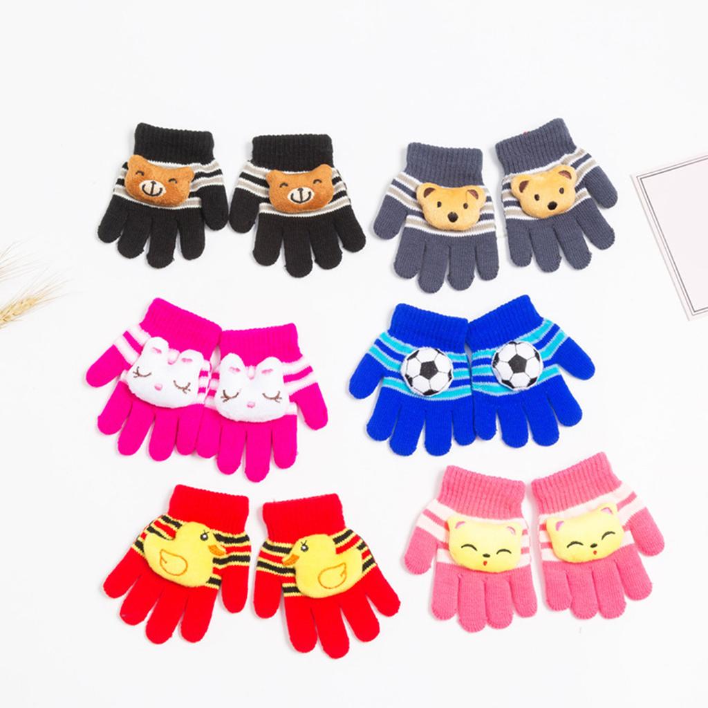 Cute Warm Colorful Gloves Thick Stylish Cartoon Animals Mitten Full Finger Mitten Colorful Striped Mitten for Toddler
