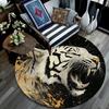 Roaring Tiger Round Area Rug,Carpet Rug for Living Room Bedroom Sofa Playroom Decor,Non-slip Floor Mat