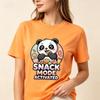 Kawaii Panda Unisex Cotton T Shirt Snack Mode Activated Cookie Dessert Graphic Foodie Lover Casual Crew Neck Tops