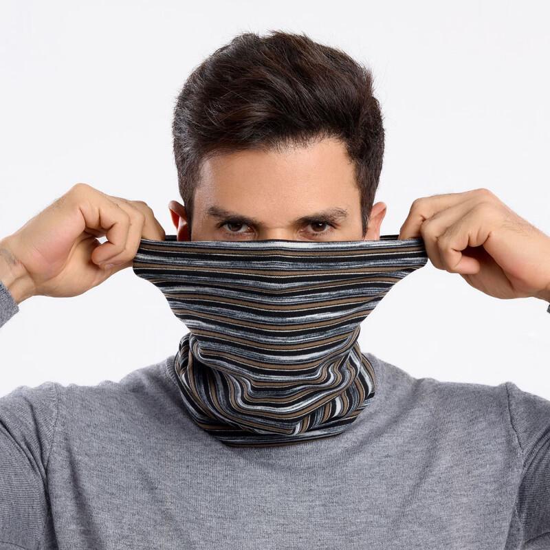 

Мужской зимний полосатый флисовый гейтор для шеи с искусственным воротником-гольф