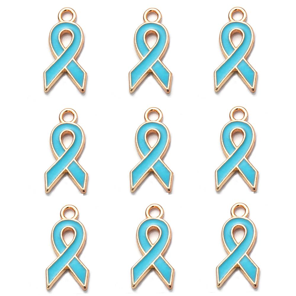 10pcs/lot Ribbon Enamel Charms Breast Cancer Awareness Pendants For DIY Necklace Earring Bracelet Jewelry Making Handmade