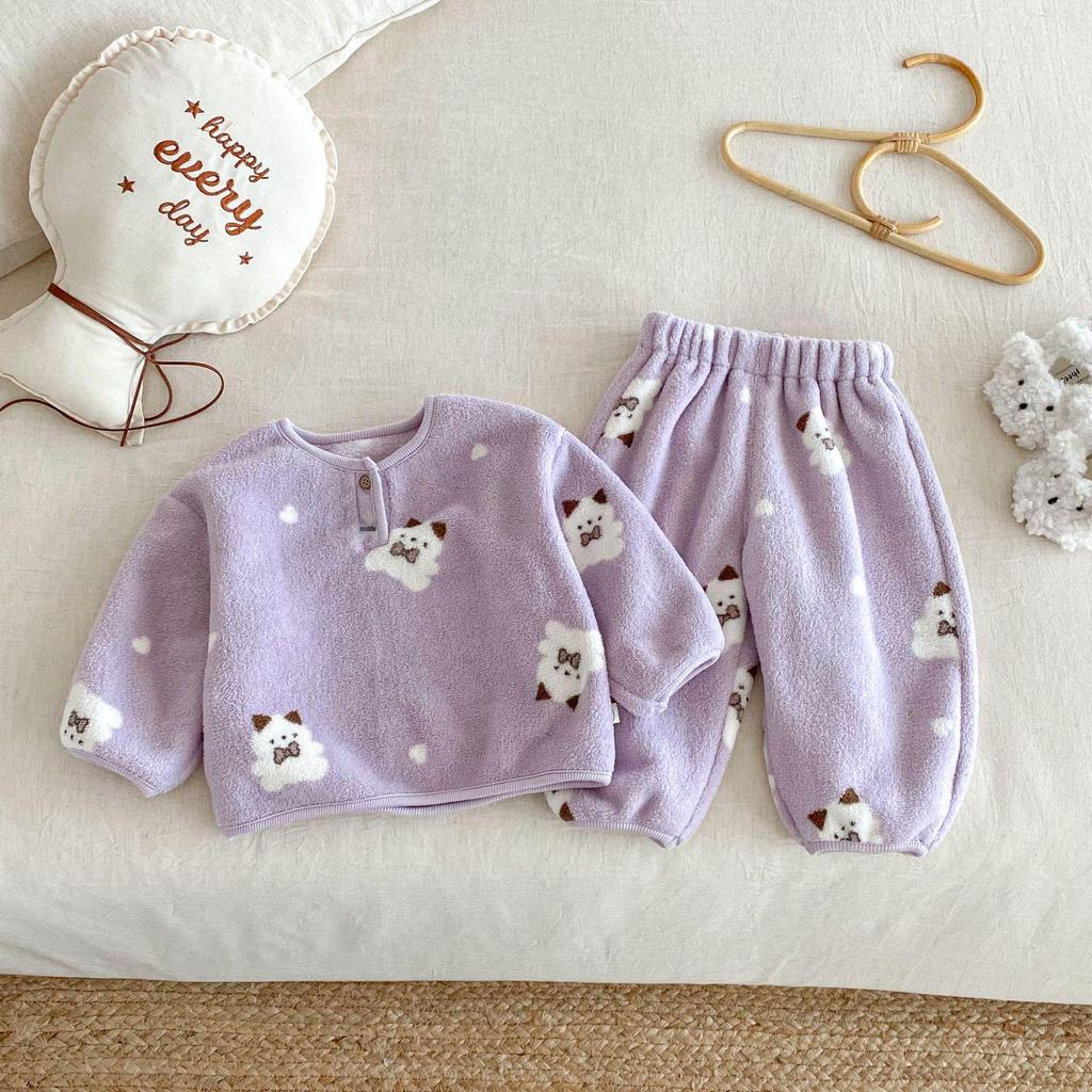 2025 Winter Children's Korean-Style Cartoon Pajama Set for Boys & Girls - Two-Piece