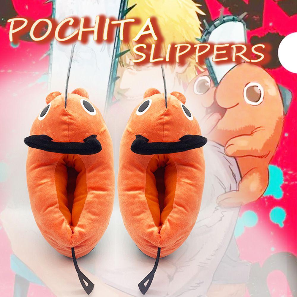Chainsaw Man Pochita Plush Tug Warm Shoes Children Adult Non Slip Indoor Home