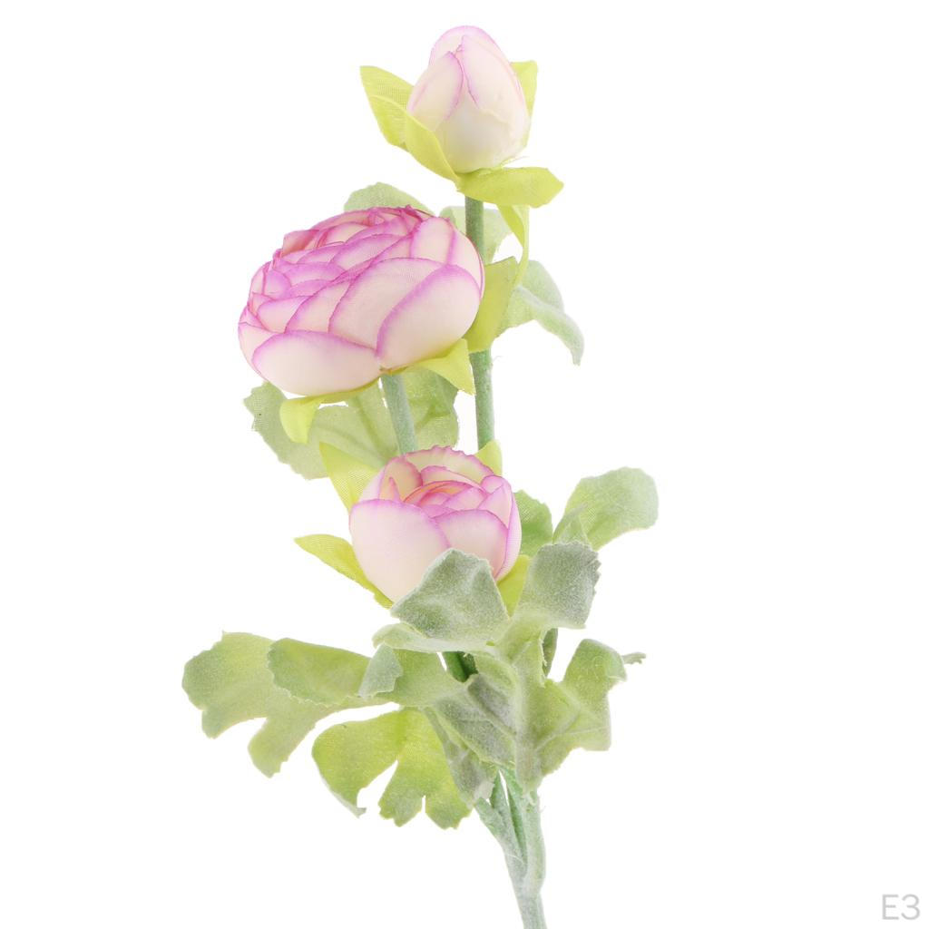 Plastic Flower Branch with 3 Buds for Wedding Home Decor