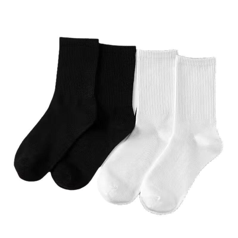 Trendy Unisex Long Tube Socks: Autumn Thin Black/White, Mid-Calf Sports High-Top