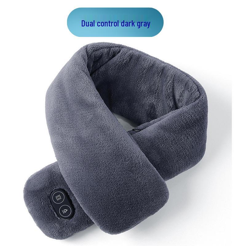 Smart Heated Scarf with Vibration Massage for Men & Women - Winter Neck Warmer, Solid Color