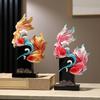 Koi Fish Sculpture Feng Shui Decor Art Crafts Tabletop Ornament for Bookshelf New Year Living Room Fireplace Home Decoration