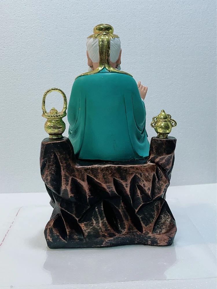 1PCS Resin 12 Inch Seven Colored Medicine King Statue Gold Plated Taoist Buddha Statue Offering Ornament Home Decoration