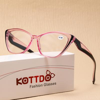 Kadınlar İçin Moda Okuma Gözlükleri Kedi Gözü Pembe Bilgisayar Presbiyopi Gözlükleri +1.0 +1.5 +2.0 +2.5 +3.0 +3.5 +4.0