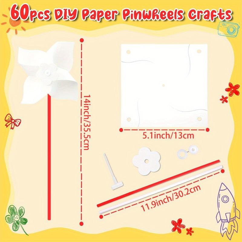 100pc Summer Event DIY Paper Pinwheels Crafts Set Blanks White Small Windmills Kits Bulk Drawing Party Kid Toy Assembly Handheld