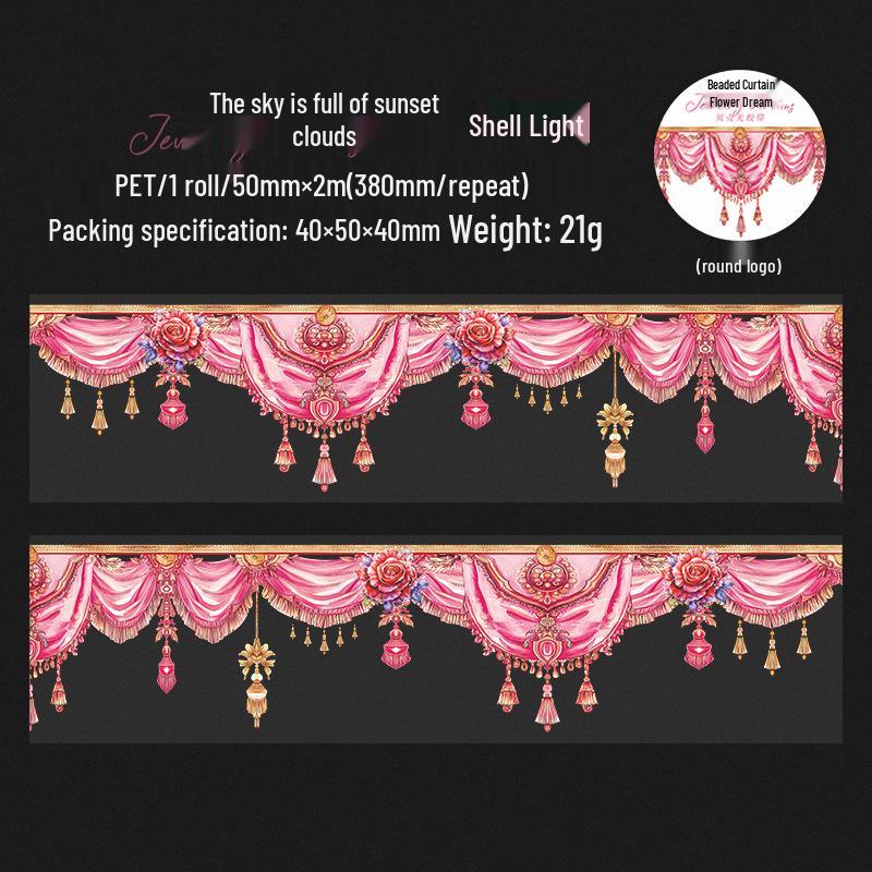 Beautiful Day Floral Curtain Scenery Tape: Pearl Curtain Dream Series Decorative Journal Tape