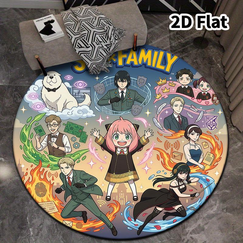 Spy Family Round Area Rug Carpet Rug For Living Room Bedroom Sofa Playroom Decor Nonslip Floor Mat