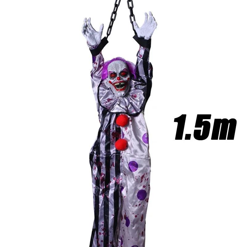 Large Lifelike Halloween Hanging Ghost Skeleton Head Gauze Covered for Haunted House Escape Room Patio Creepy Decor Prop