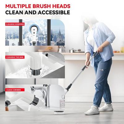 9 IN 1 Cordless Portable Electric Spin Scrubber Handheld Bathtub Kitchen Cleaner Multifunctional Electric Cleaning Brush