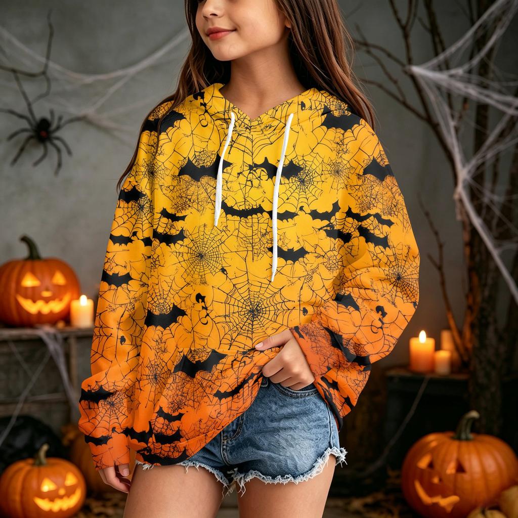 Kids' Casual Halloween Print Pullover Hoodie Sweatshirt for Everyday Wear