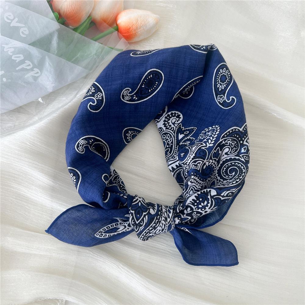 55 Cashew Cotton Linen Versatile Square Scarf - Women's Lightweight Summer/Autumn Accessory