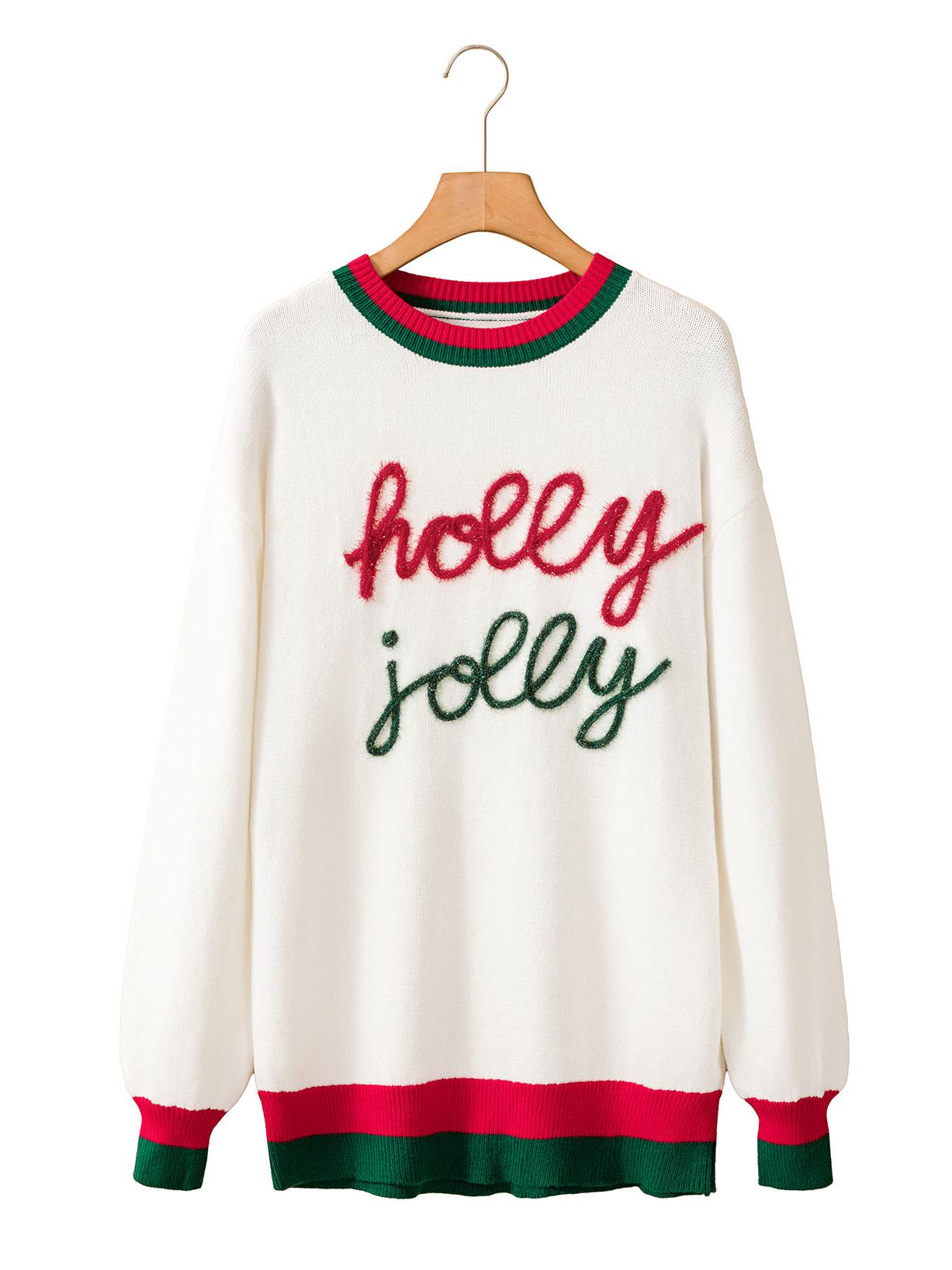 

Шийинг Цветной Блок Вышитый Пуловер - Женский Зимний Модный Вязаный Свитер Small белый